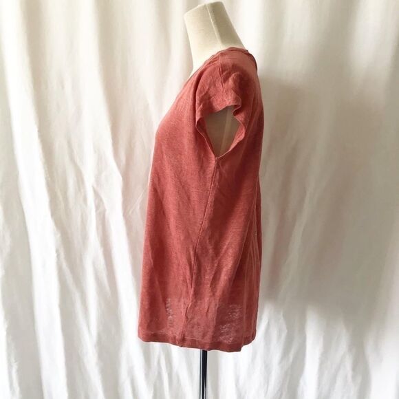 Tahari NWT peach 100% linen button back top Size M - Picture 4 of 9